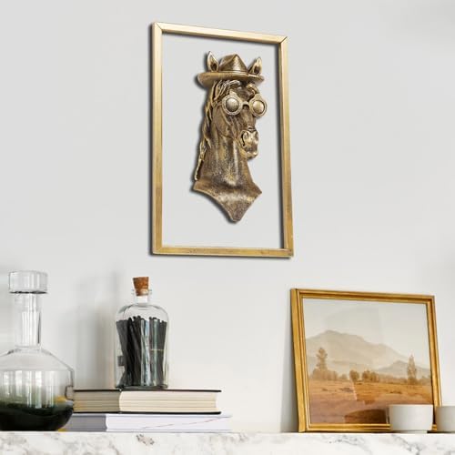 Animal Heads Wall Decor with Metal Frame