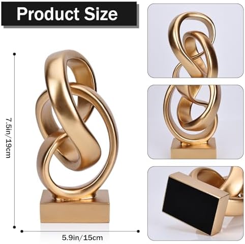 DOVDOV Abstract Gold Knot Statue for Modern Home Decor