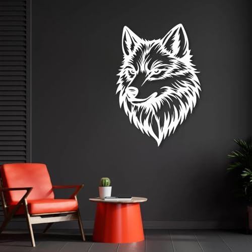 Huefoam Wolf Metal Wall Art - 35 x 25 Black Decor