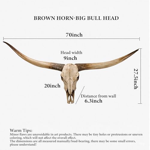 QEKMSY Faux Longhorn Cow Skull Wall Decor 70 Inch