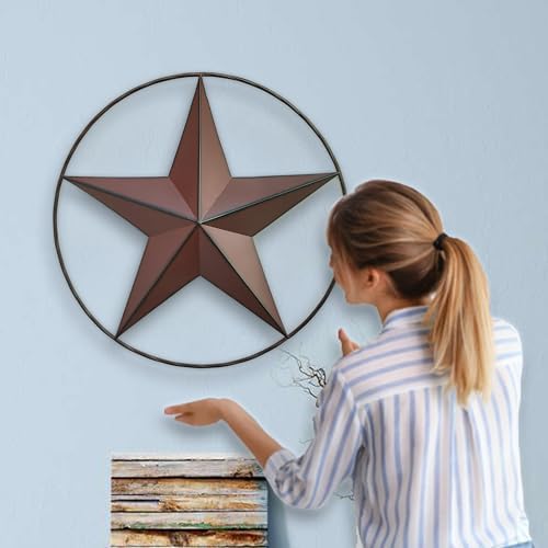 JoyEvy 21 Inch Red Barn Star Wall Decor