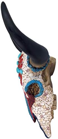 Mystic Plains Warrior Faux Gem Encrusted Cow Skull Wall Sculpture