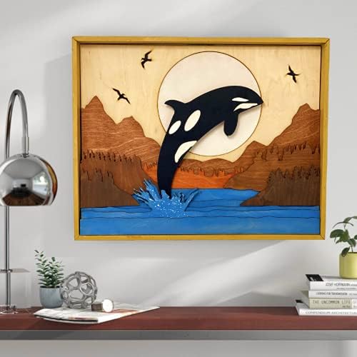 ImprovingLife Whale Wall Art Decor Wooden Sculpture
