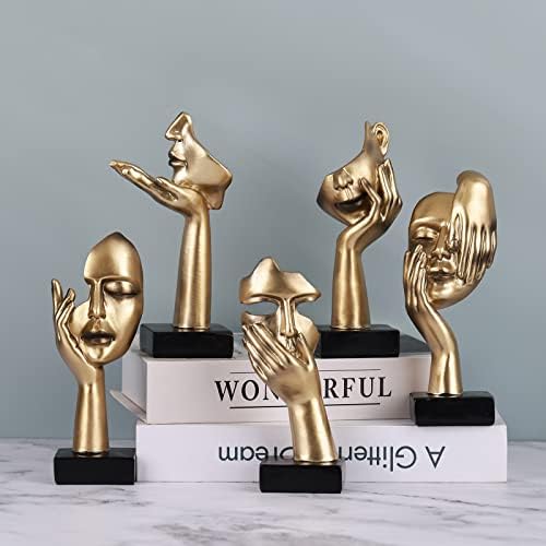 Black Gold Art Thinker Figurines 2PCS 65 Inch Home Decor