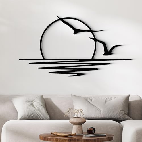 Wita Home Sunset with Seagulls Metal Wall Art