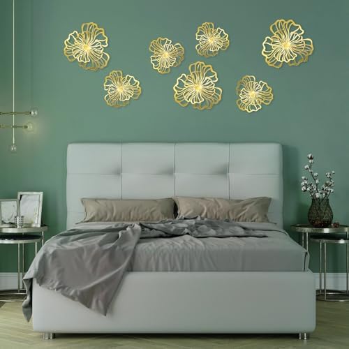 7 Piece Gold Metal Wall Decor Art Set for Home Office Living Room Bedroom Kitchen