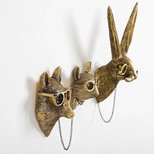 ONERWN Faux Rabbit Head Wall Decor Sculpture