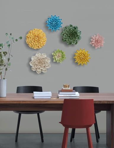 SEINHIJO Ceramic Wall Flower 3D Sculpture Blue 67 Inch