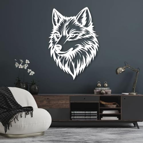 Huefoam Wolf Metal Wall Art - 35 x 25 Black Decor