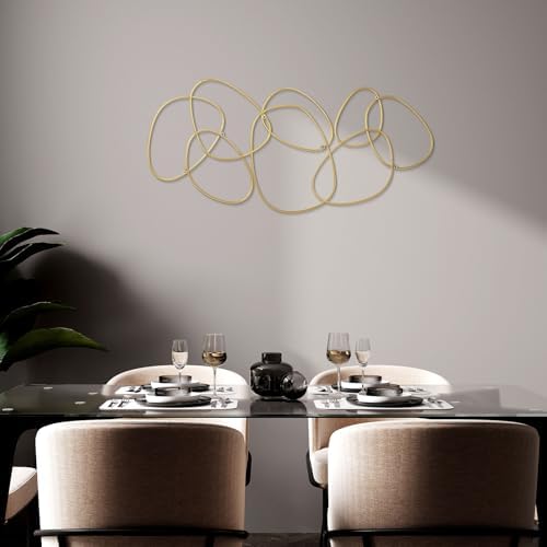 Hicarer 3 Pcs Interlocking Gold Rings Wall Sculpture