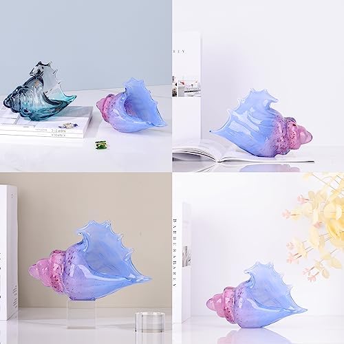 Hand Blown Glass Conch Statue Coastal Decor