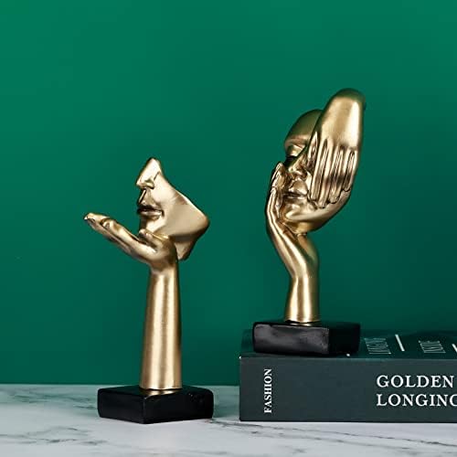 Black Gold Art Thinker Figurines 2PCS 65 Inch Home Decor