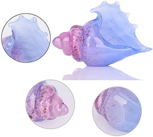 Hand Blown Glass Conch Statue Coastal Decor