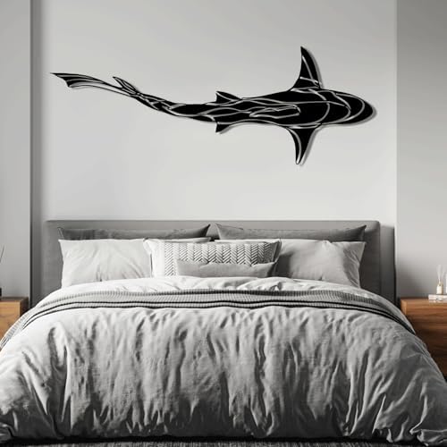 Shark Metal Wall Art 19x7 Inch Ocean Decor Sign