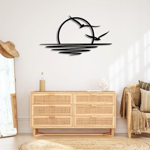 OZF Sunrise and Seagull Wall Decor Art