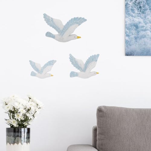HEALLILY 3pcs Wall Art Resin Seagull Statues Coastal Decor