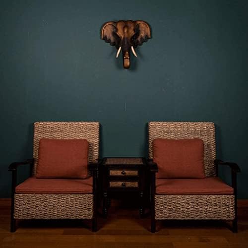 Thai Wood Carving Elephant Head Wall Sculpture