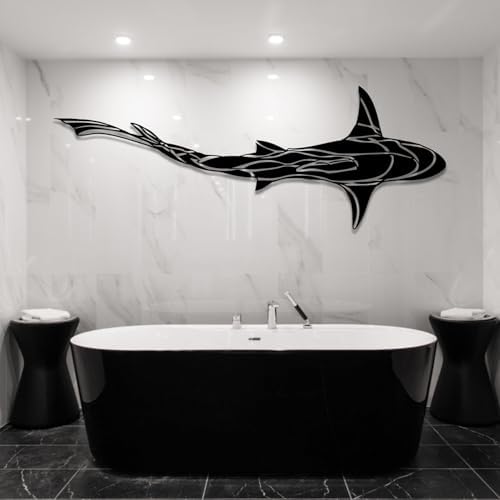 Shark Metal Wall Art 19x7 Inch Ocean Decor Sign