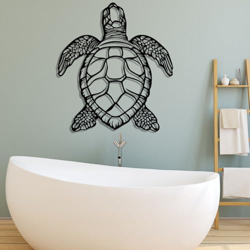 Gold Metal Sea Turtle Wall Art 19x17 Inches