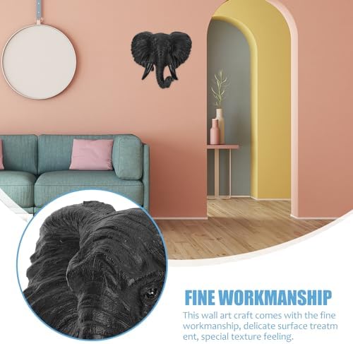 Luxshiny Elephant Head Wall Decor 3D Resin Sculpture