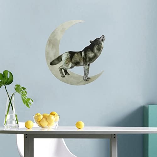 Metal Moon Wolf Wall Decor Durable Iron Art Sculpture for Indoor and Outdoor