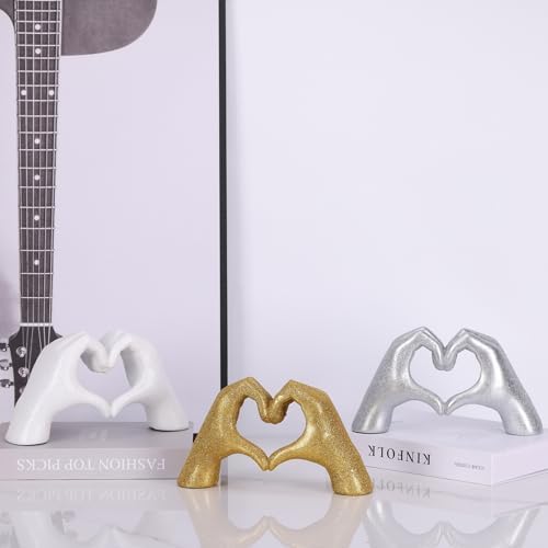 LCCCK Glitter Heart Hands Sculpture Home Decor