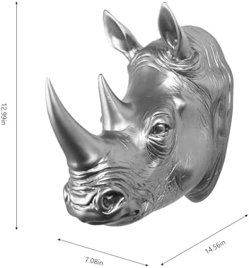 Rhino Head Wall Sculpture in Silver