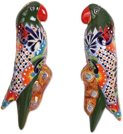 NOVICA Artisan Handmade Ceramic Wall Sculptures Parrot Pair Mexico Multicolor Decor Art