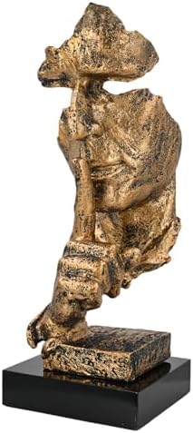 Modern Resin Thinker Statue Brass Color Minimalist Decor