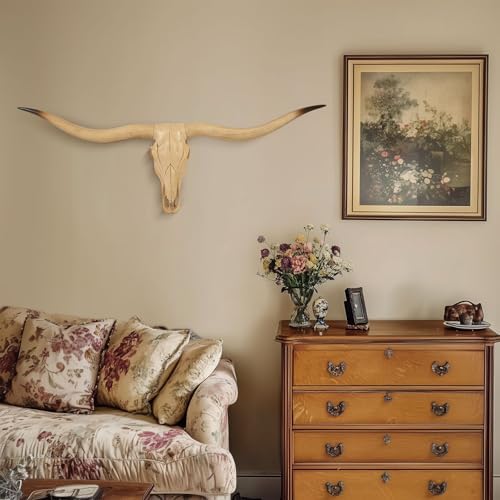 Bison Bull Skull Wall Decor - Realistic Resin Sculpture Art