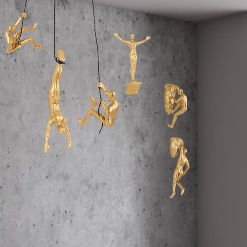 Set of 6 Climbing Man Wall Art Decor Sculptures