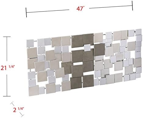 SEI Furniture Wavson Wall Sculpture Geometric Design Unique Wall Art Silver 47 x 225