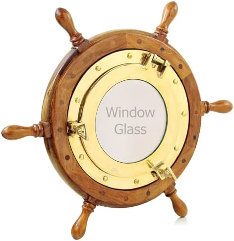 Nagina International Nautical Brass Ship Wheel Wall Decor 36 Inches