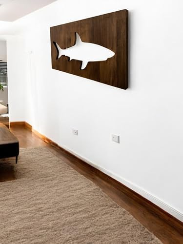 Wooden Neon Light Shark Wall Art Remote Controlled