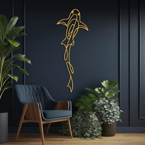 DecoSoul Metal Shark Wall Art Modern Nautical Decor