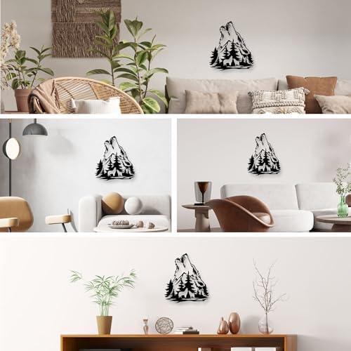 Xedatric Wolf Wall Art - 122x11 Black Metal Sculpture