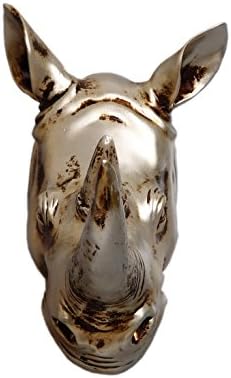 YL Crafts Resin Rhino Head Wall Sculpture Antique Silver