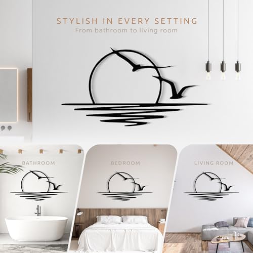 Wita Home Sunset with Seagulls Metal Wall Art