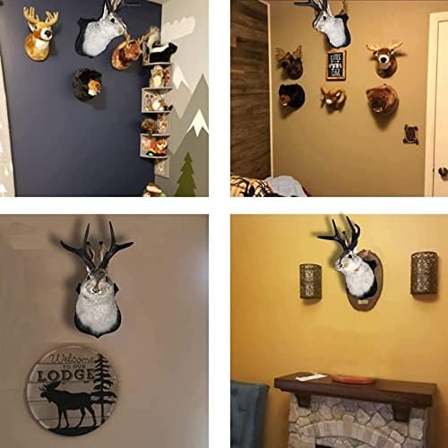 PAHAYU Antler Rabbit Head Wall Decor - 2 Pack Faux Deer Head Mount