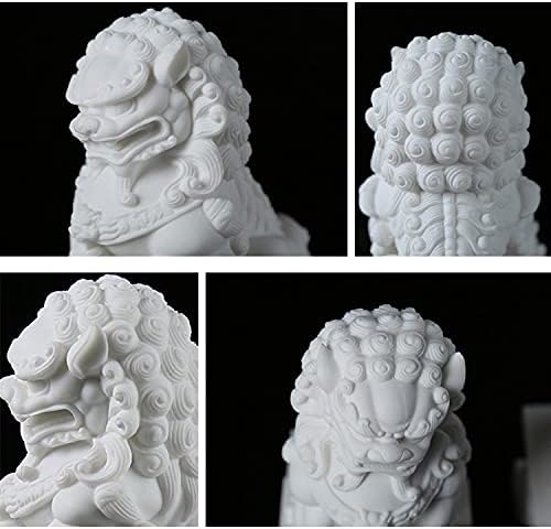 Pair of Large Marble Foo Dogs Statues for Home and Office