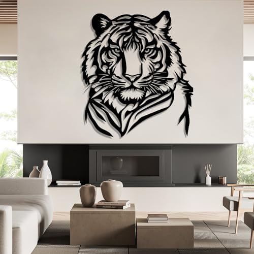 Tiger Head Metal Wall Art 19x16 Inch Decor Sign
