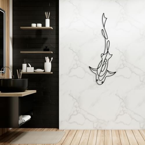 DecoSoul Metal Shark Wall Art Modern Nautical Decor