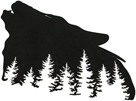 Black Howling Wolf Metal Wall Sculpture - 17 Inch Rustic Lodge Decor