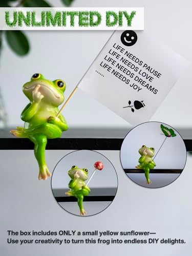 Fuzrea Funny Frog Statue with Removable Flower