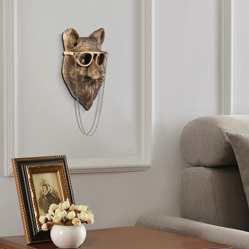 Gold Animal Head Wall Sculpture for Home Decor