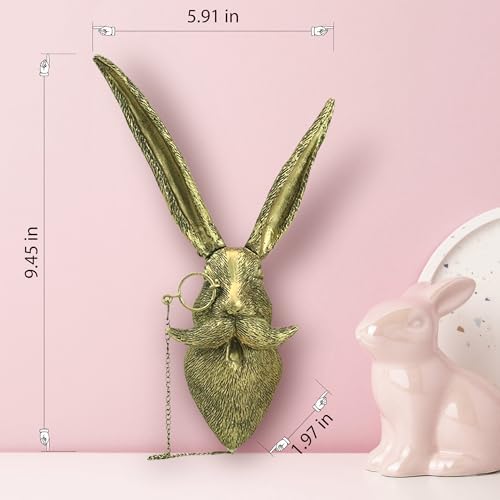 Artocery Resin Animal Heads Wall Decor - 95 Inch Golden Finish Wall Art