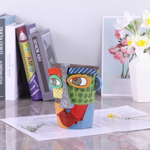 Abstract Art Face Sculpture Modern Colorful Resin Statue