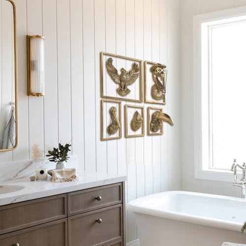 Bird Wall Art Sculpture 5 Pack - Exquisite Metal Frame Wall Decor