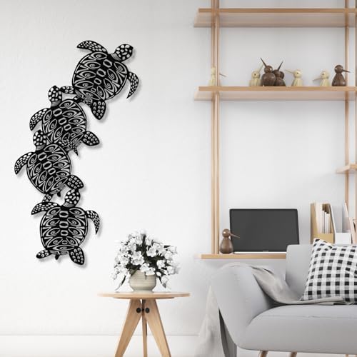 Silver Metal Turtle Wall Art - Ocean Sea Turtle Decor