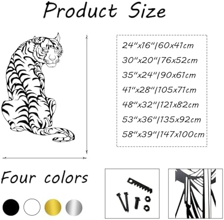 Gasijet Metal Tiger Wall Decor Black 24x16